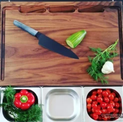 Cuttworxs Notenhouten Snijplank XL Met Sap Geul En Geïntegreerde Opvangbak -Barbecue Serie Winkel cuttworxs notenhouten snijplank xl met sap geul en 3