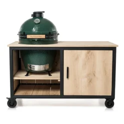 Fraaii Buitenkeukens Stalen Tafel Eiken Storage 144 X 70 X 86