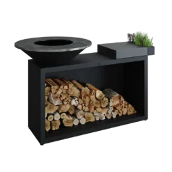 Ofyr Island Black 85 -100 Teak Hout En Donker Grijs Keramiek -Barbecue Serie Winkel ofyr island black 85 100 teak hout en donker grijs 2