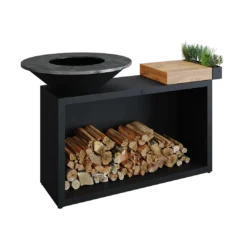 Ofyr Island Black 85 -100 Teak Hout En Donker Grijs Keramiek