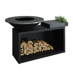 Ofyr Island Black 85 -100 Teak Hout En Donker Grijs Keramiek -Barbecue Serie Winkel ofyr island black 85 100 teak hout en donker grijs 3