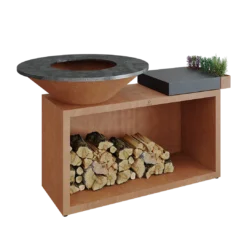 Ofyr Island Corten 85-100 Teakhout En Donker Grijs Keamiek -Barbecue Serie Winkel ofyr island corten 85 100 teakhout en donker grijs 2