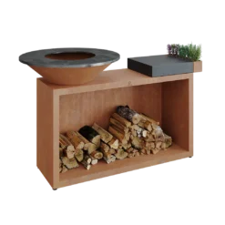 Ofyr Island Corten 85-100 Teakhout En Donker Grijs Keamiek -Barbecue Serie Winkel ofyr island corten 85 100 teakhout en donker grijs 3